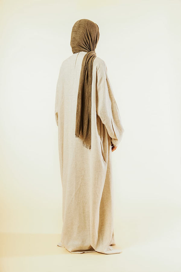 Waterfall Jilbab Linen Cotton Sand Beige