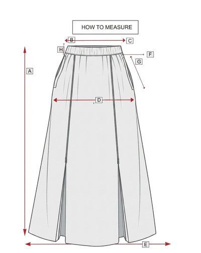 Pleated Skirt size guide