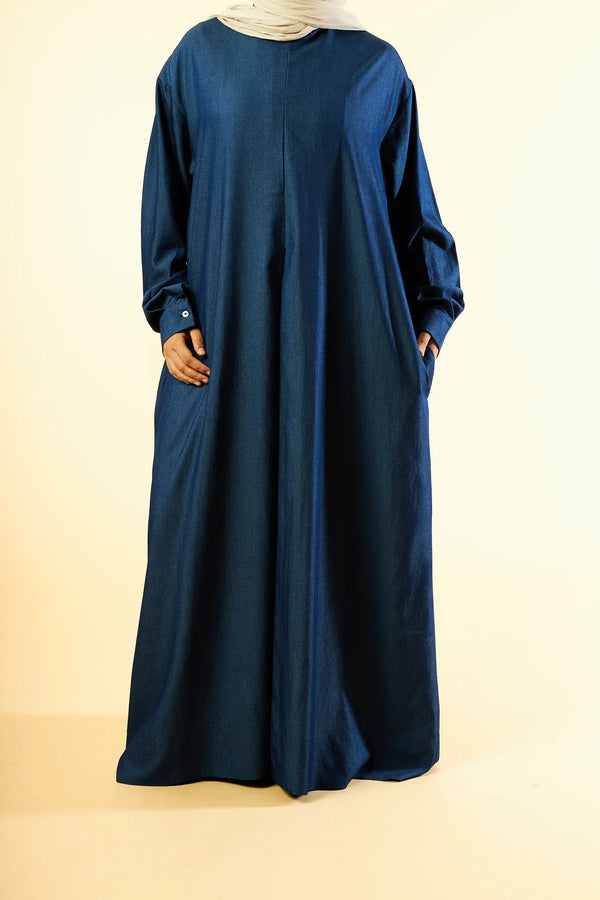 waterfall jilbab denim navy blue 01