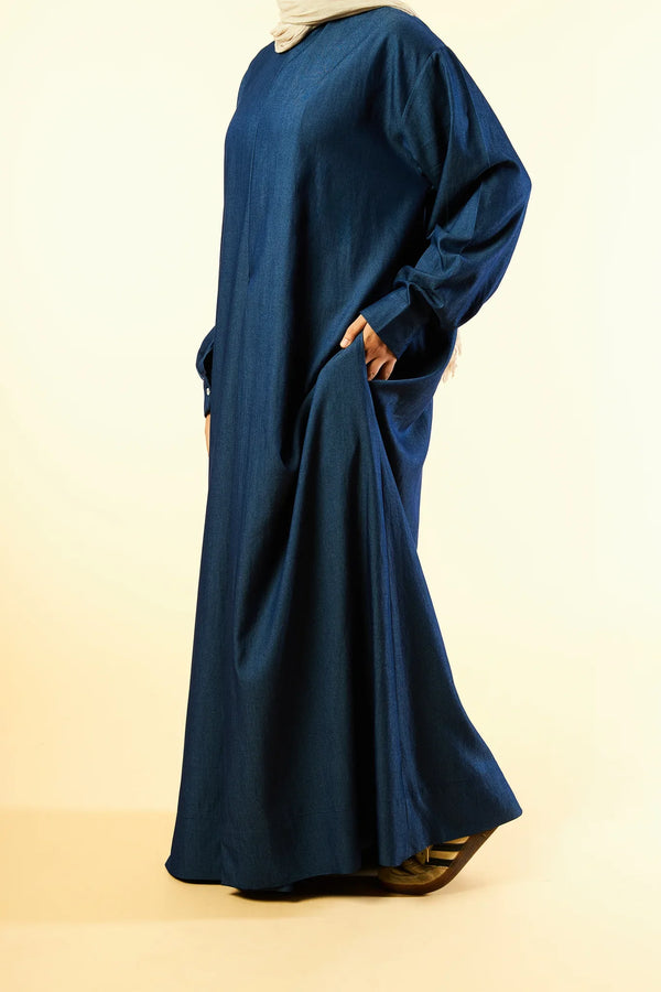 waterfall jilbab denim navy blue 02